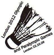 postmark showing the Badminton shuttlecock - Olympic issue 2009.