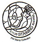 Postmark showing stained glass window.