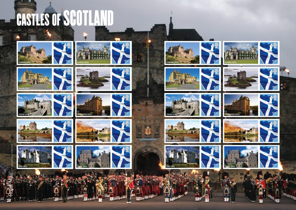 Northern Ireland Castles Smilers sheet of stamps.