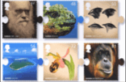 set of 6 Charles Darwin stamps.
