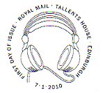 Classic Album Covers stamps philatelic bureau first day postmark showing headphones.