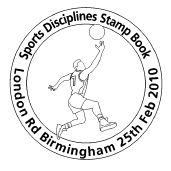 Postmark showing basketball player.