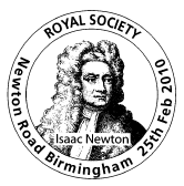 postmark illustrated with portrait of Sir Isaac Newton.