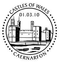 Postmark showing Caernarvon Castle - Castel Caernarfon.