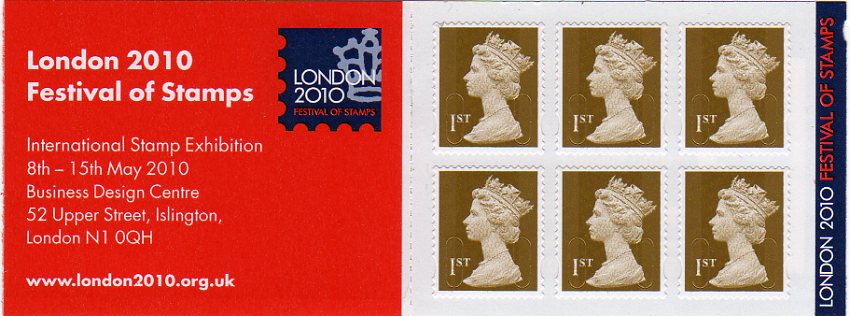 Retail stamp book advertising the London 2010 Festival of Stamps.