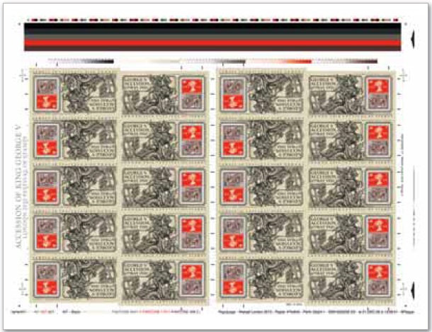 Press Sheet containing 20 miniature sheets in 2 columns, tete-beche.