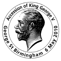 Birmingham postmark showing portrait of King George V.