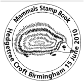 Postmark depicting a hedgehog.