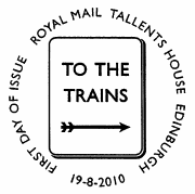 Official Bureau first day of issue postmark for Great British Railway stamps.