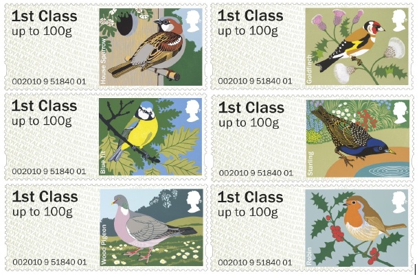 Set of 6 pictorial Faststamps - birds 1.