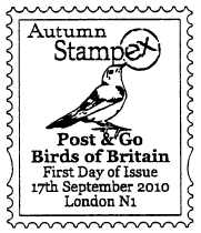 Official Stampex FD postmark for Bird Faststamps.