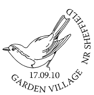 postmark showing a robin.