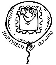 Postmark showing 'Phil stamp' on a balloon.