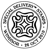 Postmark showing a Maltese Cross postmark.