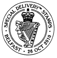 Postmark showing a harp.