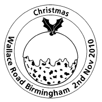 Postmark showing Christmas pudding.