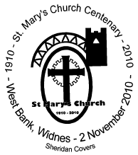 Postmark showing St Mary's Church Centenary Logo.
