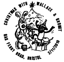 Postmark showing scene from Wallace & Gromit