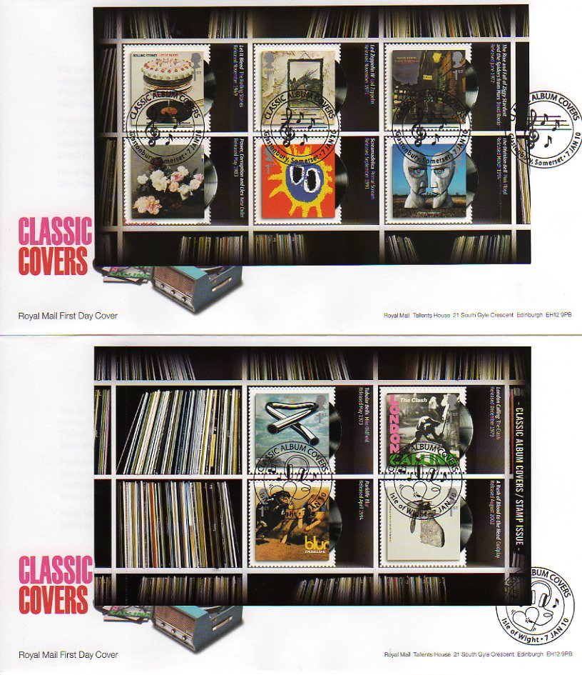 Pair of first day covers with Classic Album book panes.