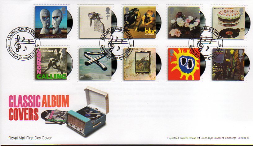 Classic Album stamps on fdc with Glastonbury postmark.