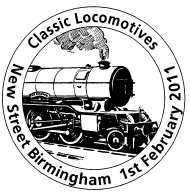 Postmark showing steam locomotive.