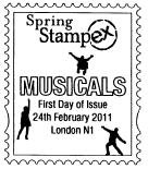 Stampex Postmark for Stage Musicals stamps.