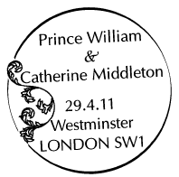 Royal Wedding postmark with text as shown.