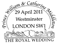 Royal wedding postmark with text as below.