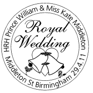 Postmark showing wedding bells.