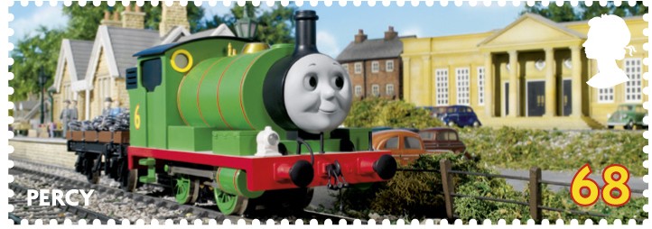 Stamp showing Percy the small engine.