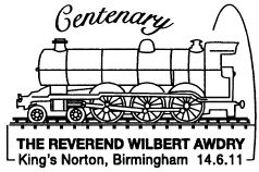 postmark showing railway locomotive.
