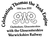 Postmark with logo of Gloucestershire Warwickshire Railway.