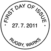 Non pictorial Rugby first day postmark.