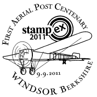 Postmark showing early monoplane and Stampex logo.