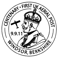 Postmark showing plane and profile of King George V.