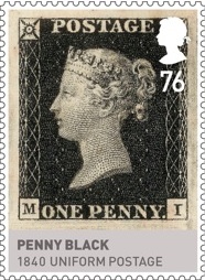 2011 stamp depciting 1d black stamp.