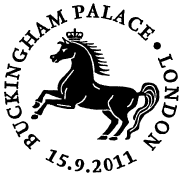 Postmark depciting a crowned horse.