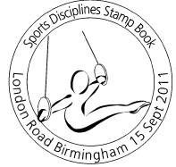 Postmark showing gymnast.