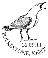 Postmark illustrated with a gull or kittiwake.