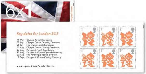 Booklet 2 of 6 x 1st Olympic/Paralympic stamps.
