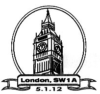 Postmark showing Big Ben clocktower.