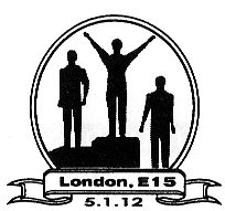 Postmark showing athletes on podium.