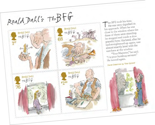 Roald Dahl's The BFGMiniature sheet of 4 stamps.