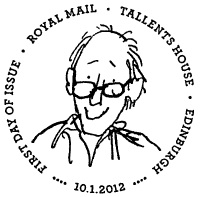 Postmark depicting Roald Dahl.