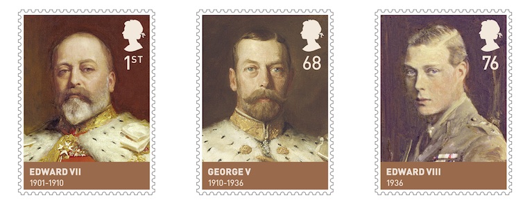 Three of 6 stamps in the House of Windsor set.