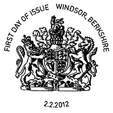 Postmark showing coat of arms of House of Windsor.