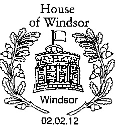 Postmark showing tower of Windsor Castle.