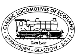 Postmark showing steam locomotive.