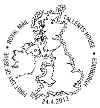 Postmark showing map of United Kingdom.