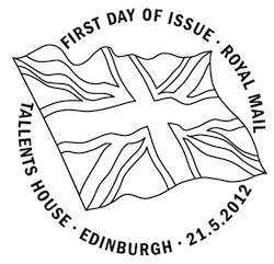 Postmark showing waving Union flag.
